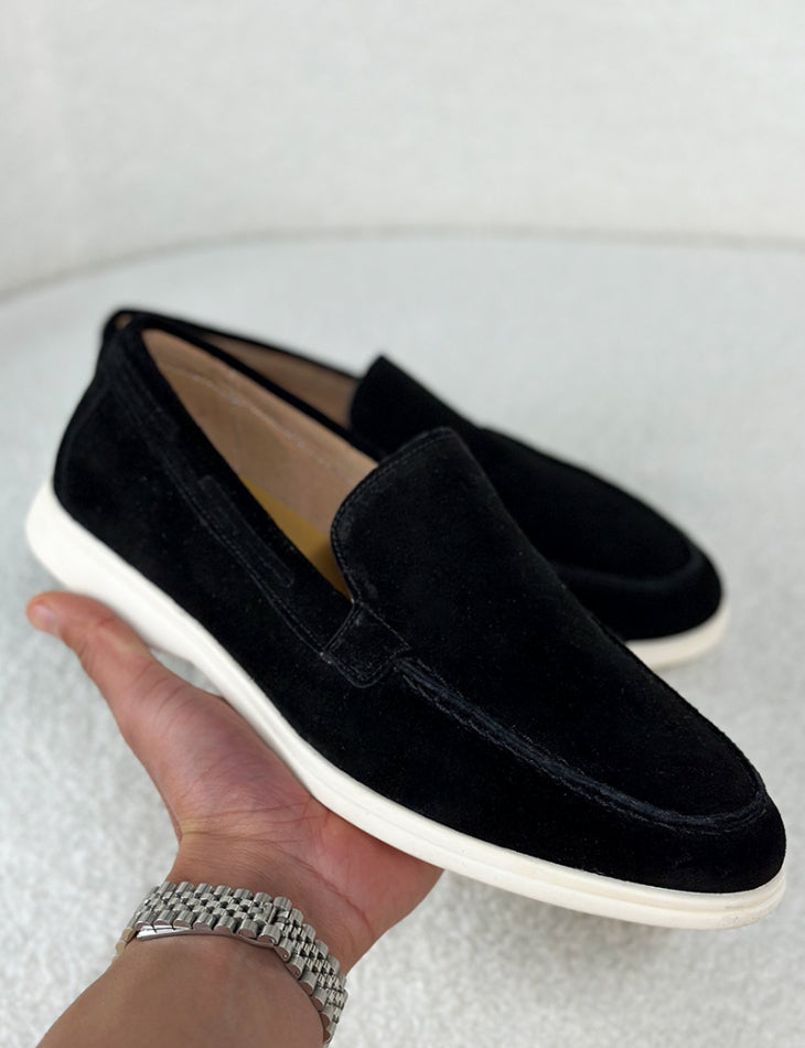 OLD MONEY SUEDE LEATHER LOAFERS SHOES - JET BLACK